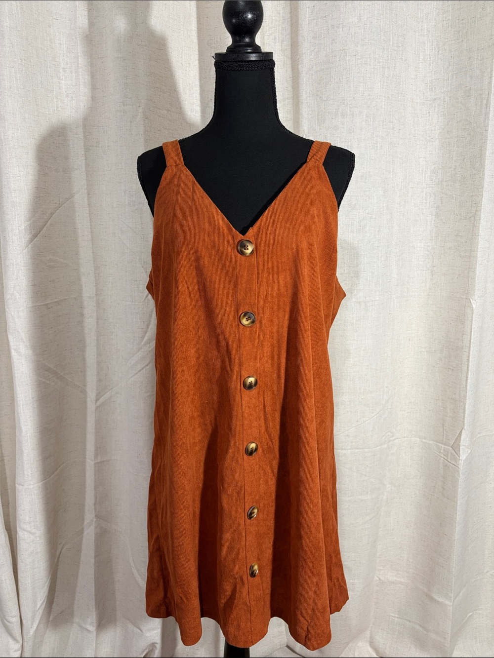 SHEIN Corduroy Jumper Mini Dress in Burnt Orange